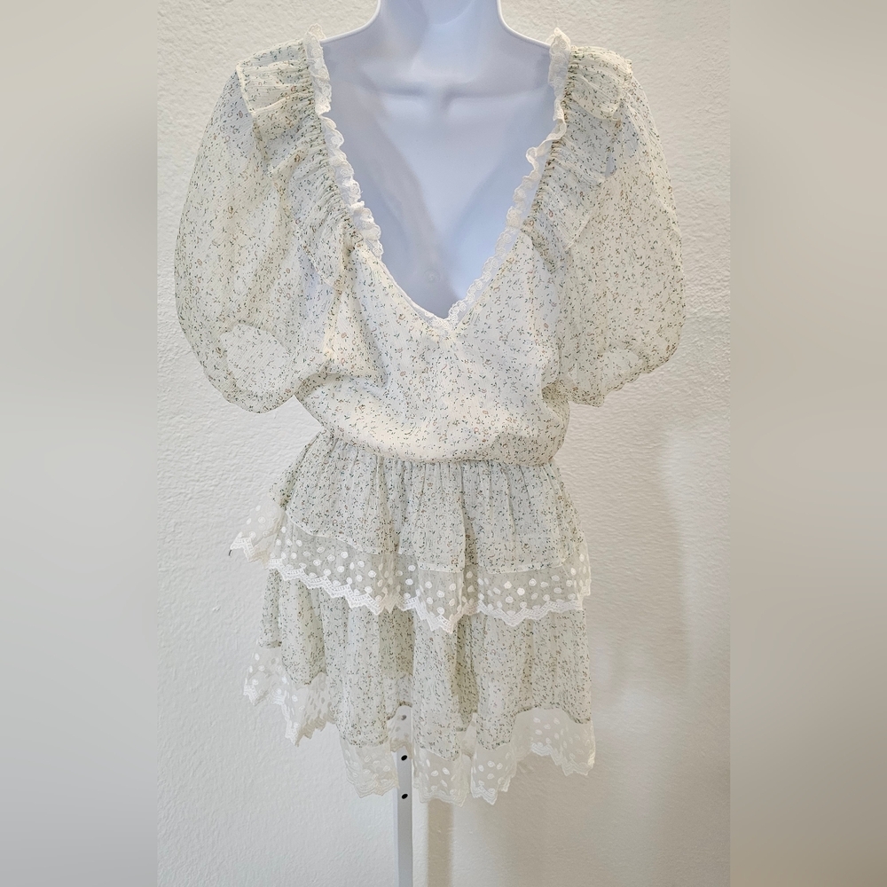 LAIT Lace and Floral Dress Top SIZE XS - Picture 2 of 4